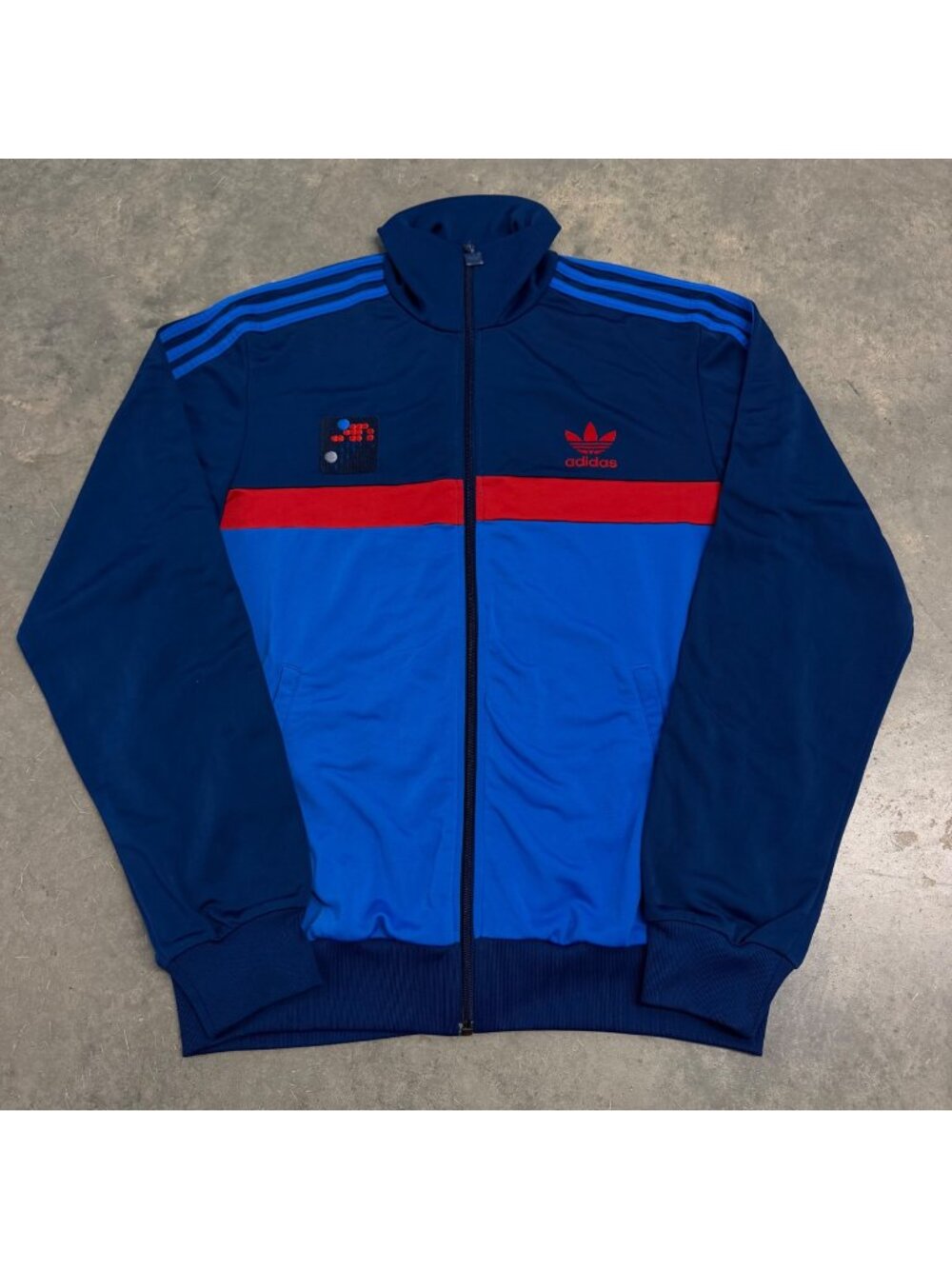 Retro Adidas Blue & Red Tracksuit Top Football Mofif Size M
